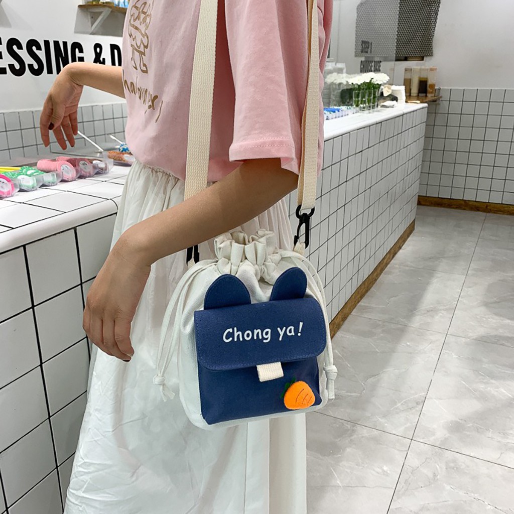 Túi vải canvas đeo chéo CHONG YA phong cách Hàn Quốc cho nữ TV35