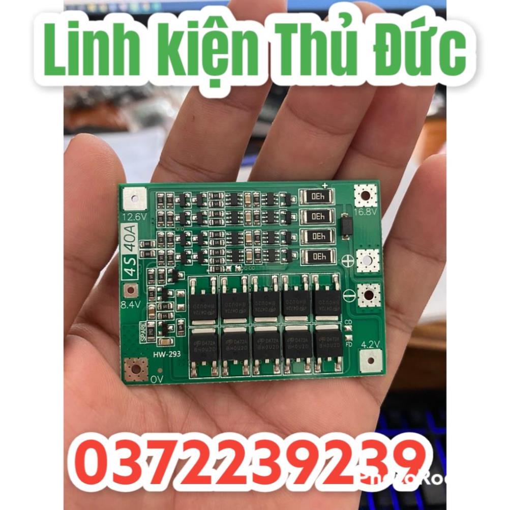 Lktd BN. Mạch 4S 14.4V - 40A Balance, sạc cân bằng và bảo vệ pin Li-ion 3.7V.