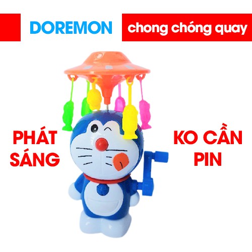 Đồ chơi Mèo Máy Doremon đội nón chong chóng có thể quay nón và phát sáng đèn mà ko cần dùng pin
