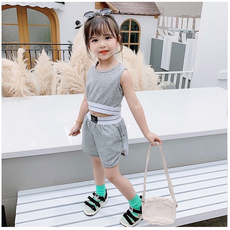 Đồ bộ bé gái Con Xinh cotton croptop thể thao cá tính, năng động, Thời trang mùa hè dành cho trẻ em từ 4 đến 10 tuổi
