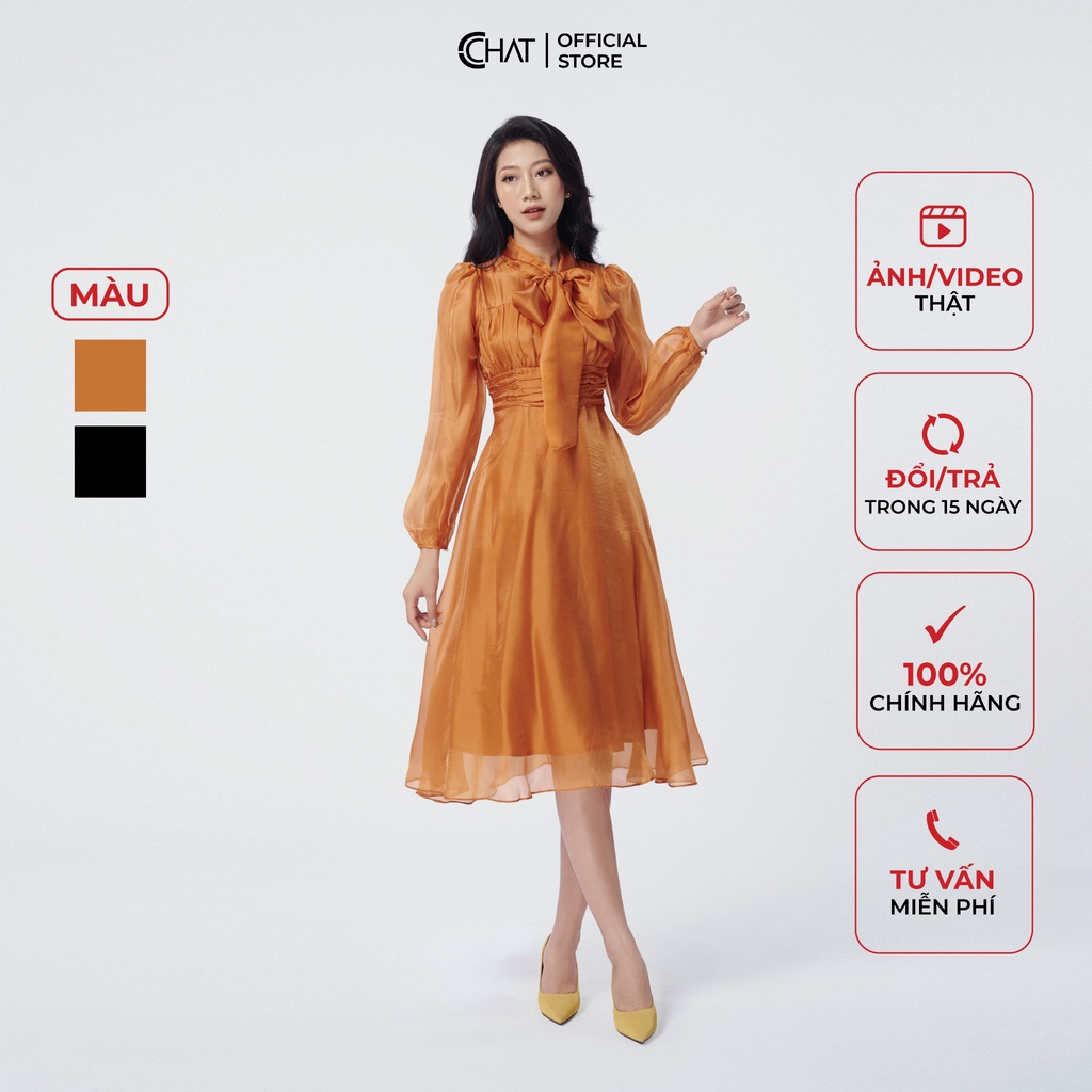 Đầm Nữ 𝐂𝐂𝐇𝐀𝐓 Nhún Ngực Eo Thân Chất Voan Mềm Mại Dáng Suông Phong Cách Trẻ Trung 21VDV2002XT