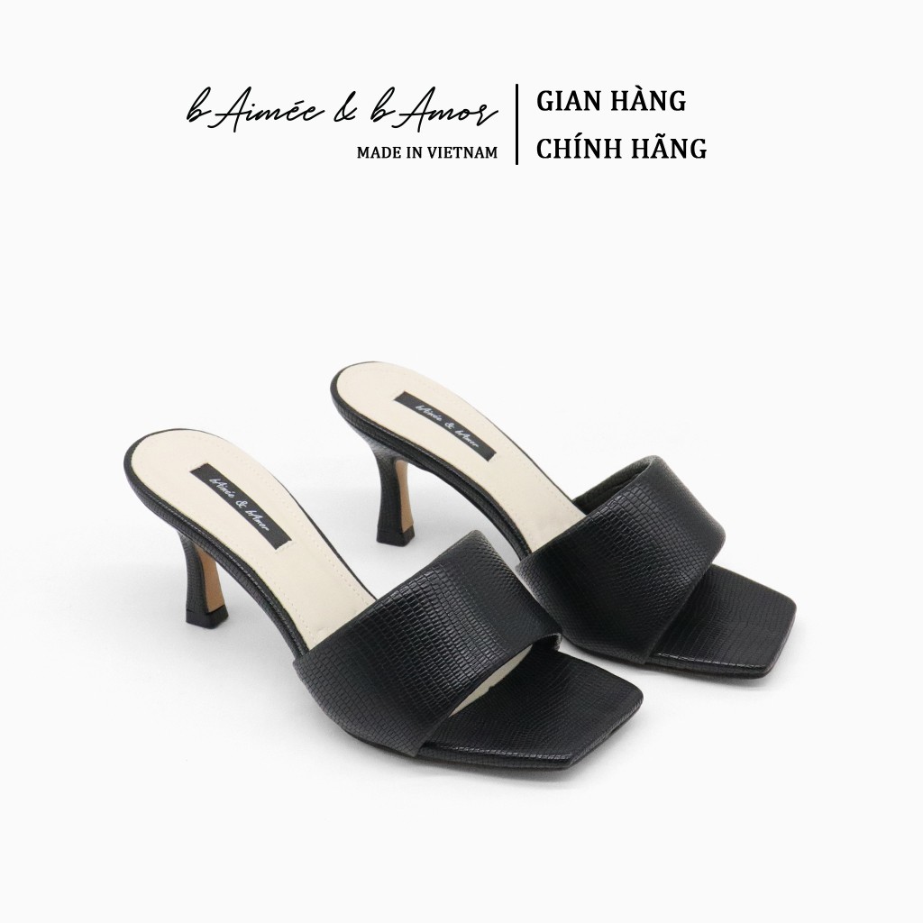 Guốc cao gót nữ đẹp thời trang dáng dép sandal gót nhọn 7 phân quai ngang mũi vuông bAimée &amp; bAmor – MS1653