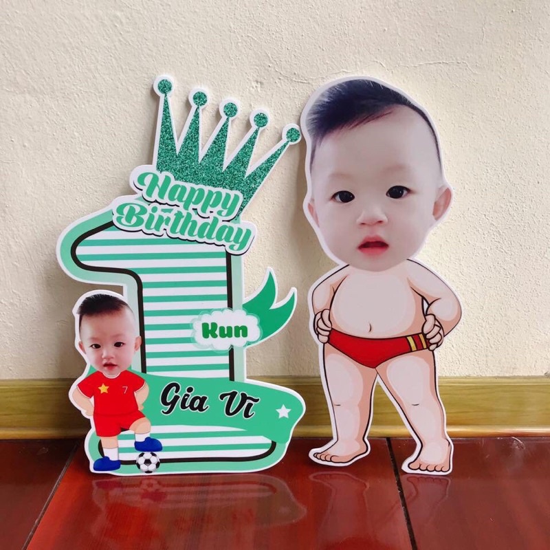 Số 1 để bàn kèm chibi sinh nhật