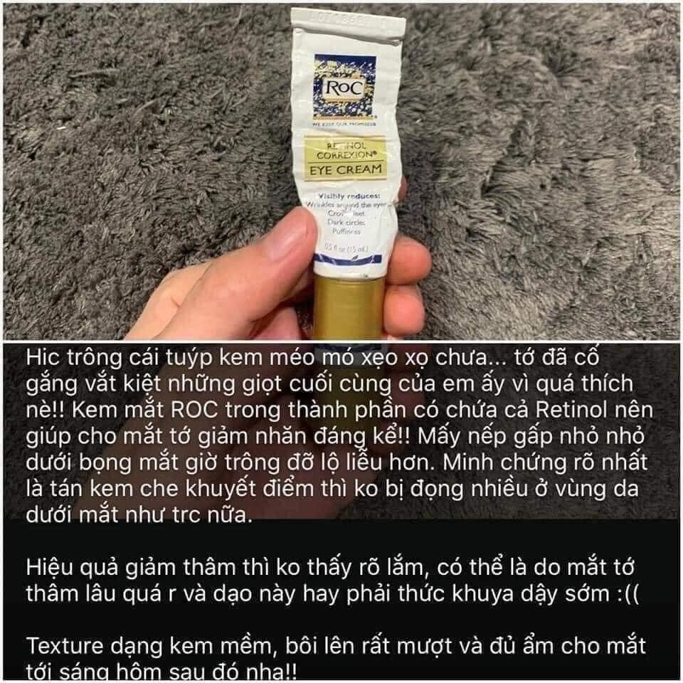 Kem dưỡng mắt giảm thâm và nếp nhăn RoC 15ml fullsize (Bill Mỹ)