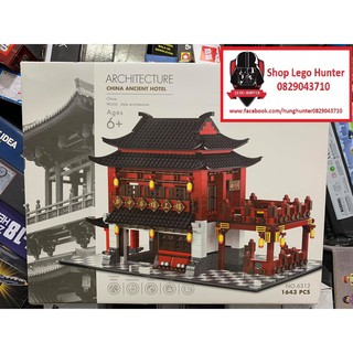 Wange 6312 Architecture China Acient Hotel bộ đồ chơi lắp ráp Nhà trọ kiến trúc cổ Trung Hoa 1643 chi tiết