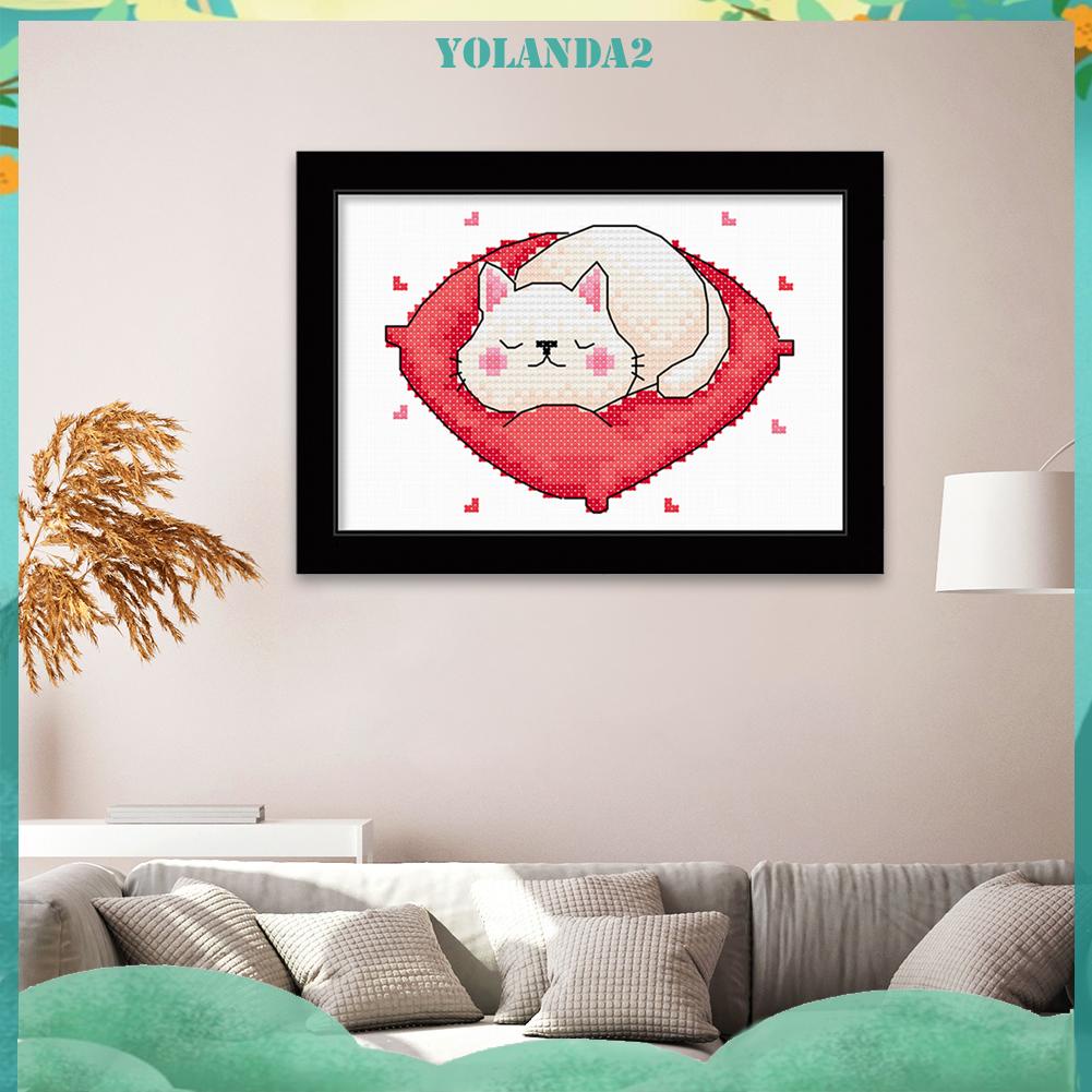 Tranh Thêu Chữ Thập Hình Chó Mèo 11ct 25x20cm