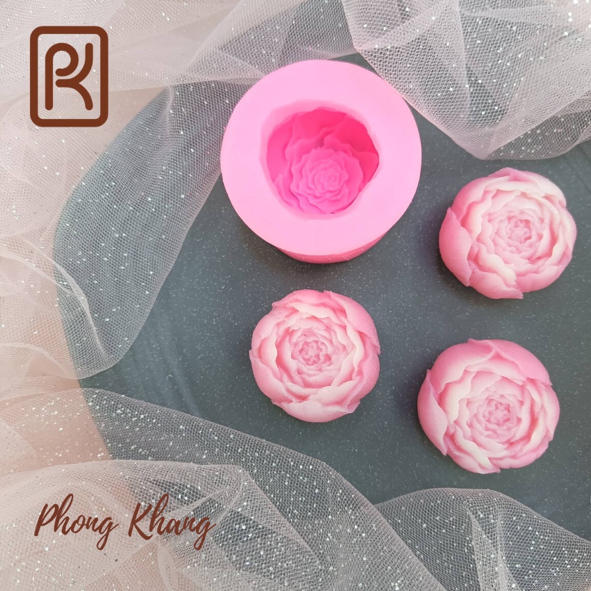Khuôn silicon 4d làm rau câu hoa mẫu đơn cúp
