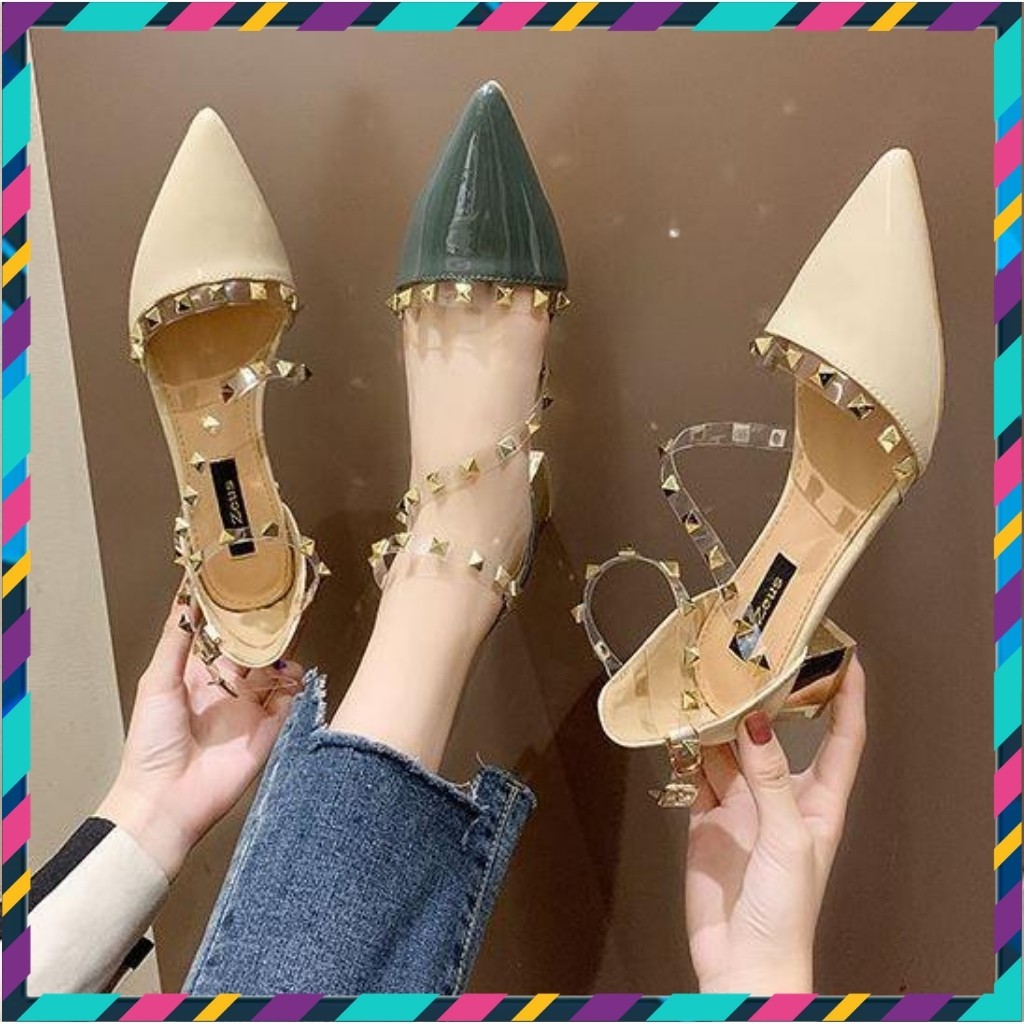 VBL2021 Giày cao gót nữ đế vuông 💝 FREESHIP 💝 Giày khoét eo quai chéo cao 5cm cao cấp , thời trang