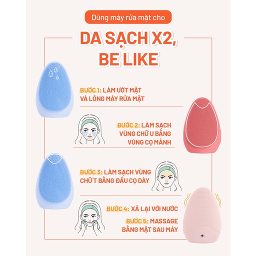 Máy Rửa Mặt Emmié Premium Facial Cleansing Brush thiết kế vi mô thoáng khí, 7 chế độ rung cho mọi loại da