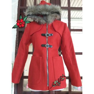 Áo khoác dạ nữ có mũ phối lông (hàng chính hãng ZaRa )