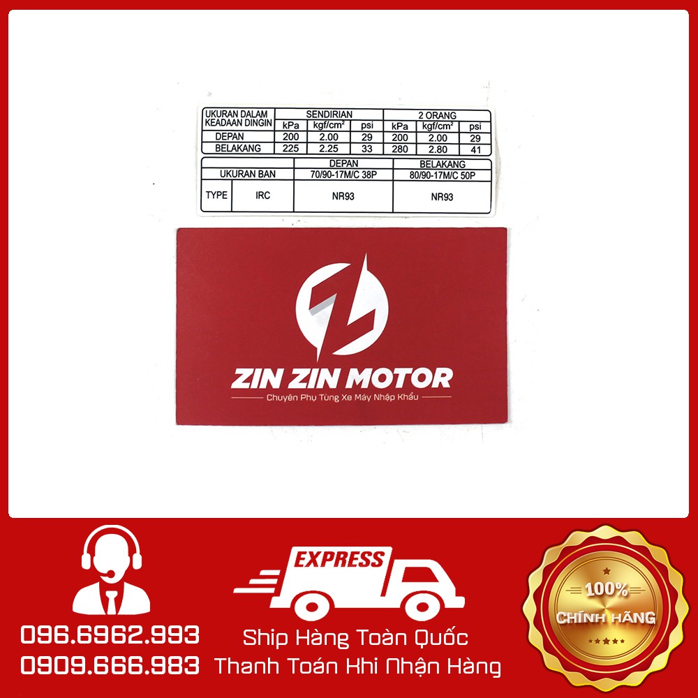 Tem Thông Số Dán Gắp Satria FI Raider FI