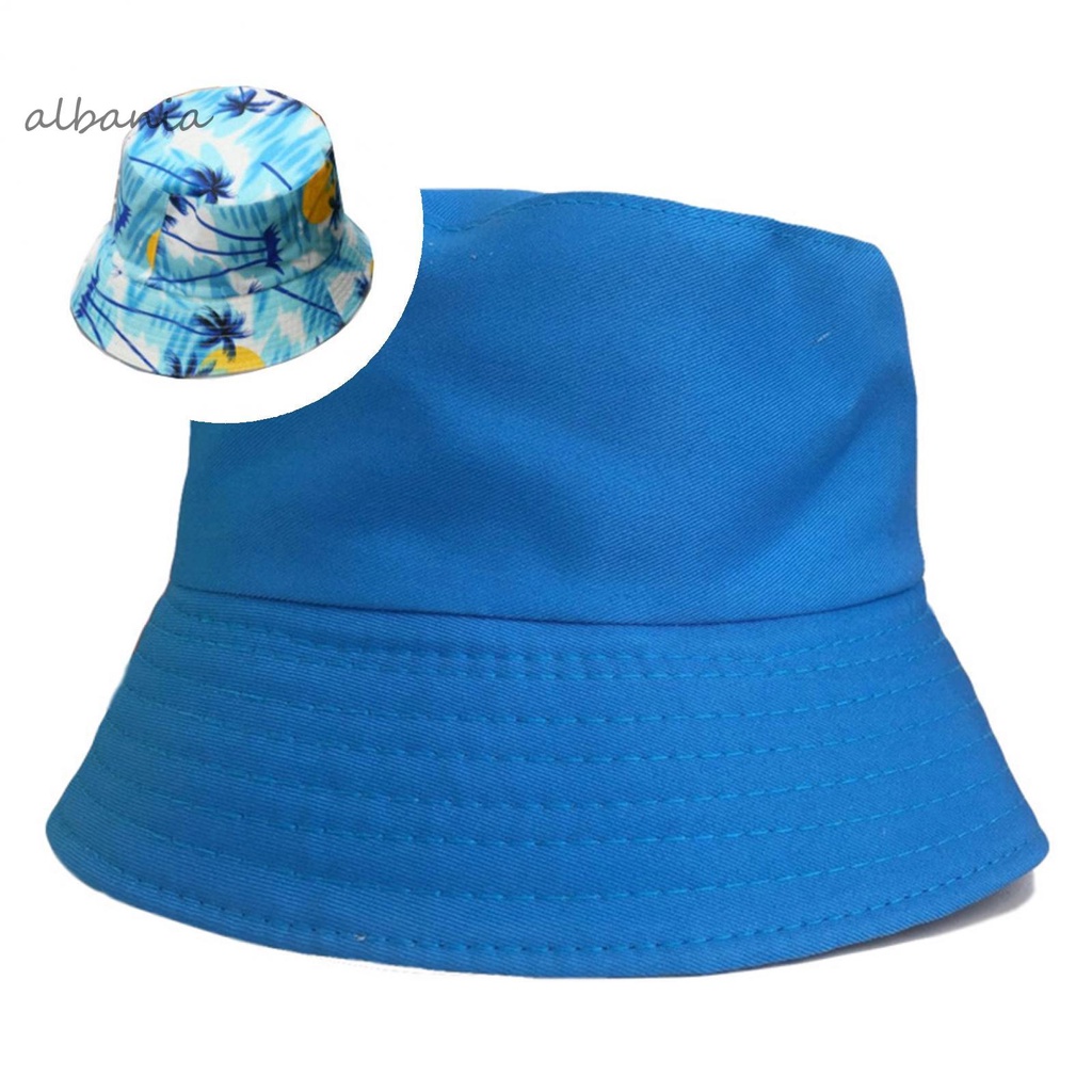 Nón bucket chất liệu cotton màu trơn in họa tiết cây dừa độc đáo thời trang cho nam và nữ
