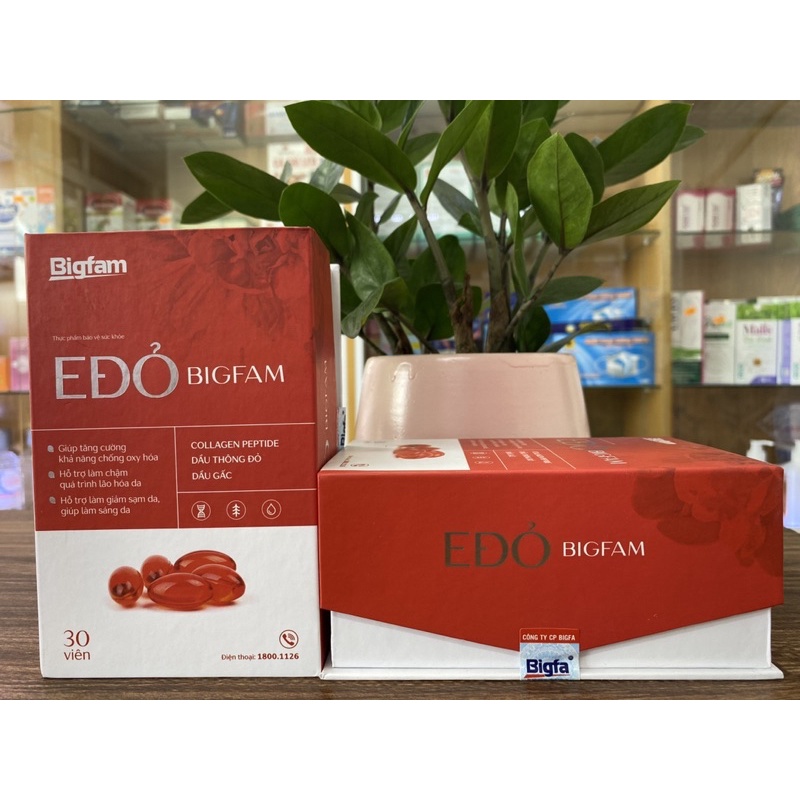 E Đỏ BIGFAM Hộp 30 Viên Giúp Bổ Sung Vitamin E Hỗ Trợ Làm Chậm Quá Trình Lão Hoá, Hỗ Trợ Làm Giảm Sạm Da, Giúp Sáng Da