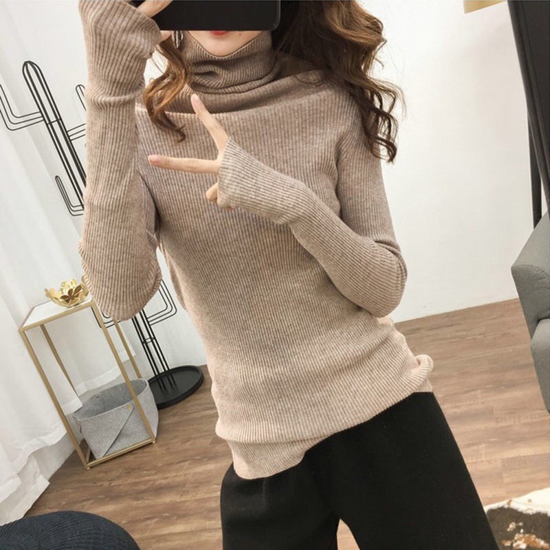 Áo sweater dệt kim cổ lọ tay dài kiểu dáng trẻ trung thời trang | BigBuy360 - bigbuy360.vn