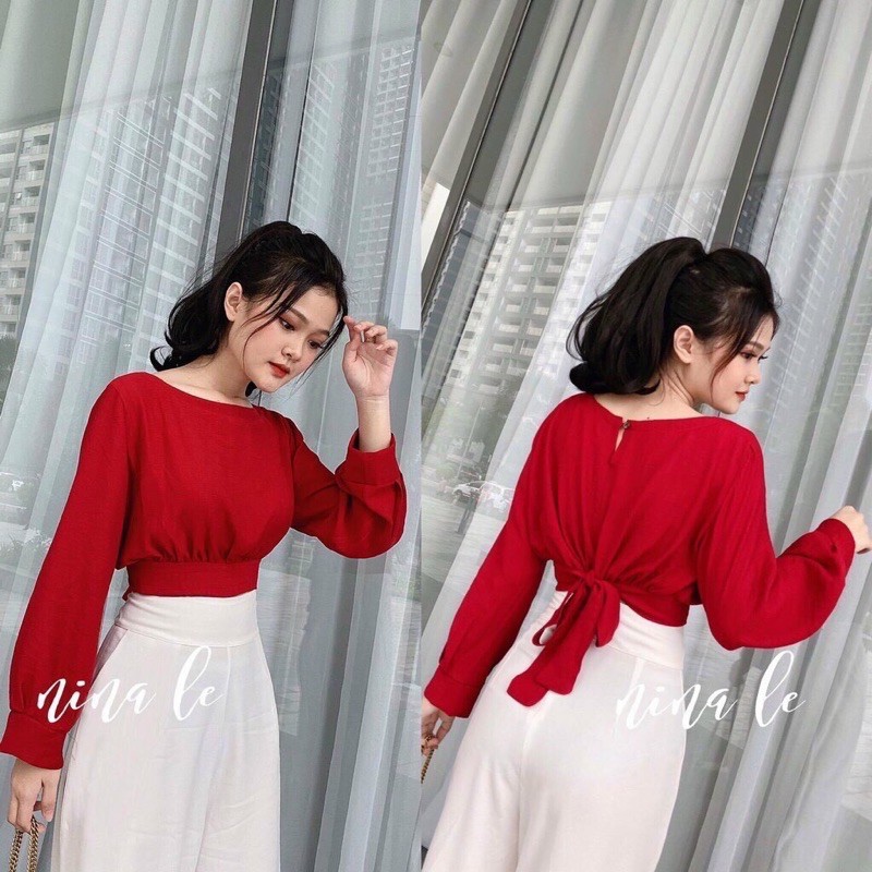 ÁO CROPTOP BUỘC NƠ SAU