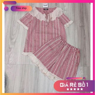 Bộ đồ nữ mặc nhà - bộ đùi nữ mặc mát, không nhăn, thấm mồ hôi ren thêu hoa