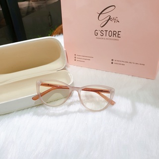 Gọng kính cận nữ đẹp thời trang hàn quốc mắt mèo trong suốt nhựa dẻo nhiều màu kèm hộp khăn lau 8013 - G'Store