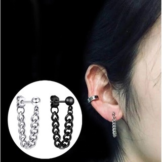 Bông tai dây xích dáng dài đơn giản Unisex