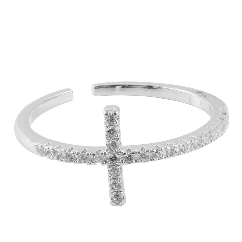 Nhẫn bạc nữ Miuu Silver, nhẫn nữ dấu cộng đính đá hở có thể điều chỉnh size Aria Ring