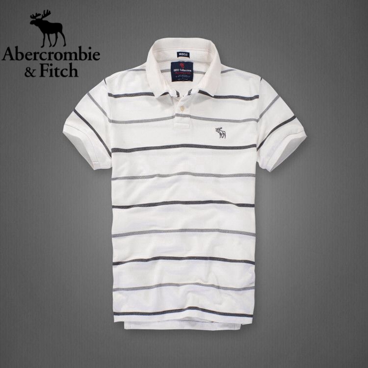 ABERCROMBIE & FITCH áo polo Tay Ngắn Màu Trơn Thời Trang Dành Cho Nam