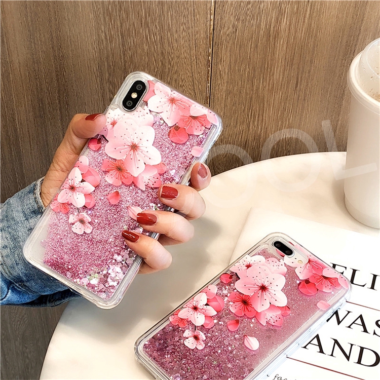 Ốp lưng kim tuyến nước hình hoa đào cho OPPO A83 F5 F1S F3 A3S neo9 A71 phone case