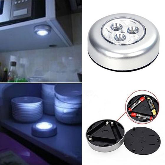 Đèn led mini 3 bóng không dây cảm ứng chạm tiện lợi cho tủ bếp/tủ quần áo