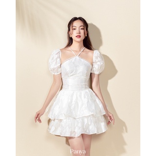 Váy tơ organza hoa cổ yếm tay phồng tháo rời Lily Dress - by Panya