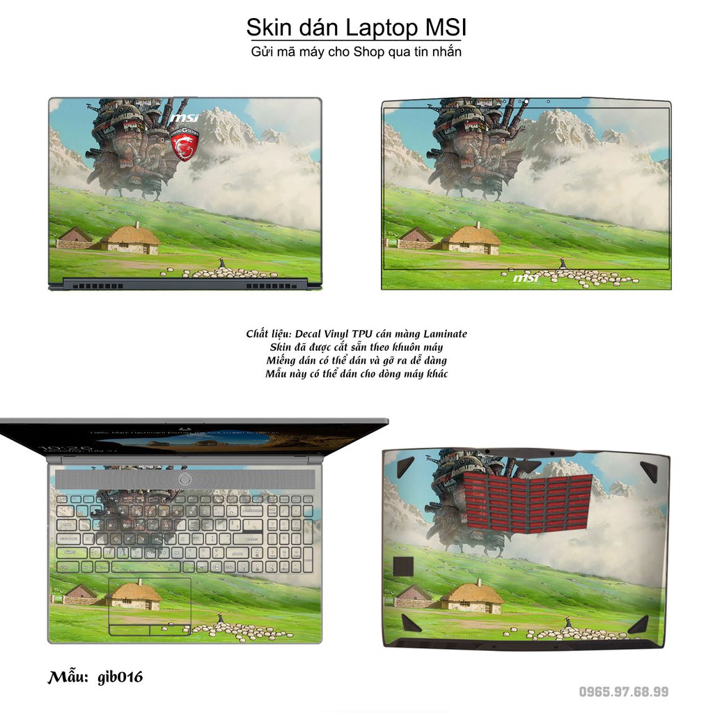 Skin dán Laptop MSI in hình Ghibli image (inbox mã máy cho Shop)
