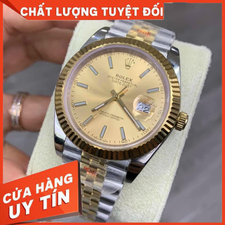 Đồng hồ Nam Rolex máy nhật mặt vàng số đá dòng cơ Automatic size 38-41mm