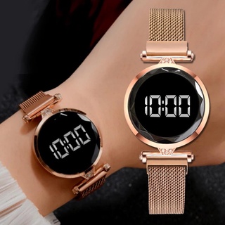 Đồng hồ nữ / Đồng hồ đeo tay bằng thép siêu mỏng / Đồng hồ kỹ thuật số LED hiện đại