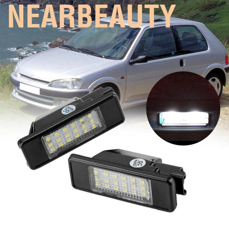 Nearbeauty 1 Pair LED Number PC Car License Plate Light Lamp Fit for PEUGEOT