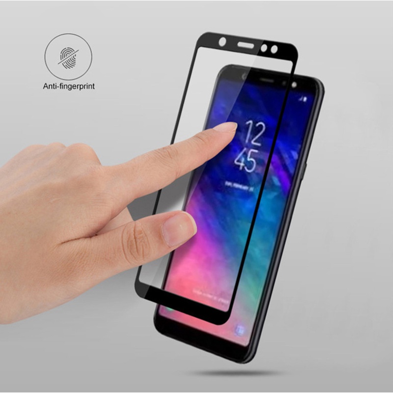 Cường lực Samsung A6 , A6 plus , A8 , A8 plus , A8star full màn hình độ cứng 9H - Tặng giấy lau màn hình