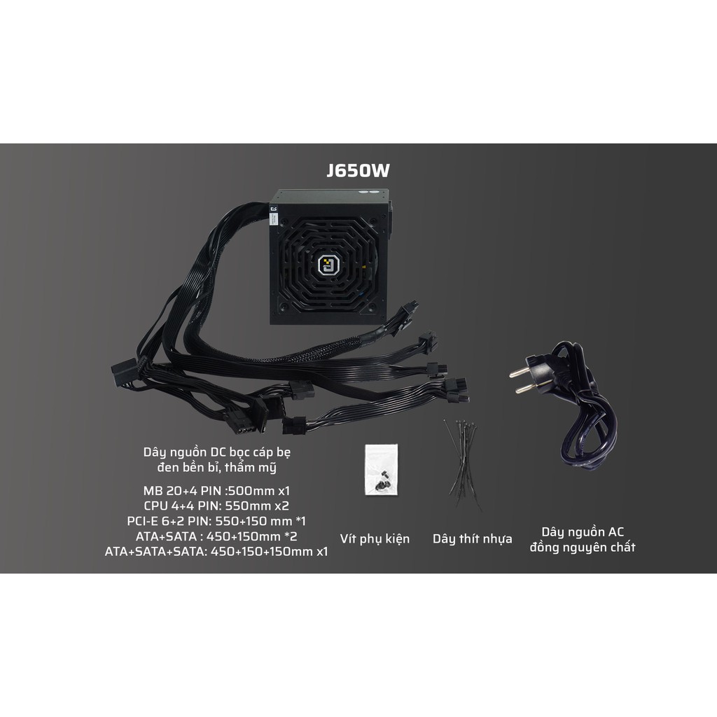 Nguồn Jetek J650 - 650W 80 Plus NEW FULLBOX