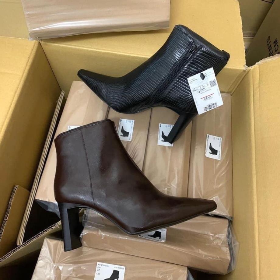 Giày Boots Cao Gót Nữ M¥NG0 ANKLE Cổ Cao Mũi Nhọn Gót Dẹt Cao 7cm Thời Trang Đẹp Cao Cấp Xuất Anh - MS1578 UUN