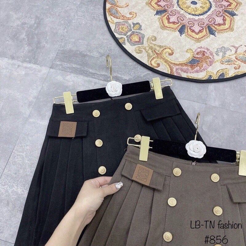 CHÂN VÁY XÒE NỮ DẠ XẾP LY 6 CÚC QUẢNG CHÂU CAO CẤP CỰC HOT CV856 | BigBuy360 - bigbuy360.vn