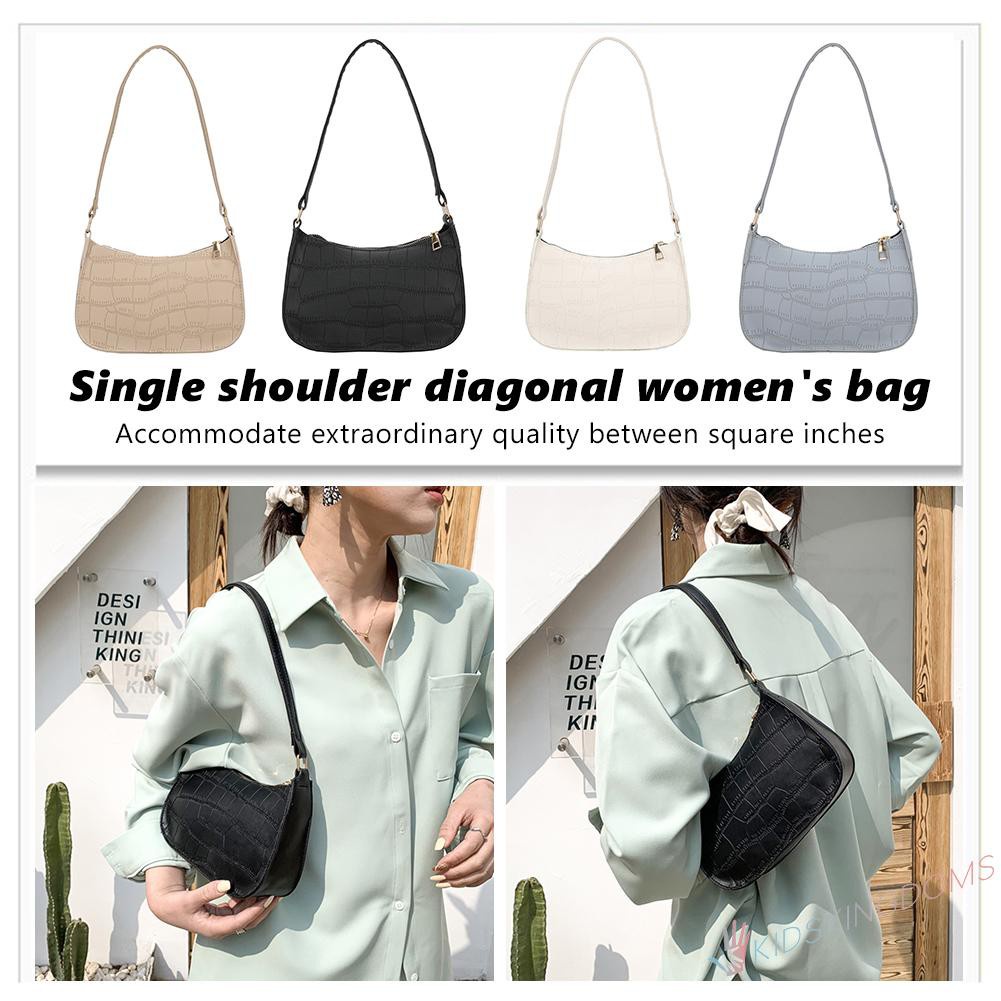 【Big Sale】Fashion Women Alligator Pattern Pure Color Shoulder Underarm Bag PU Handbag