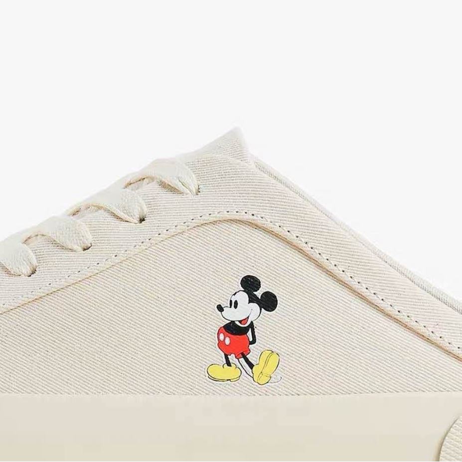 Giày Lười Canvas In Hình Chuột Mickey Dễ Thương