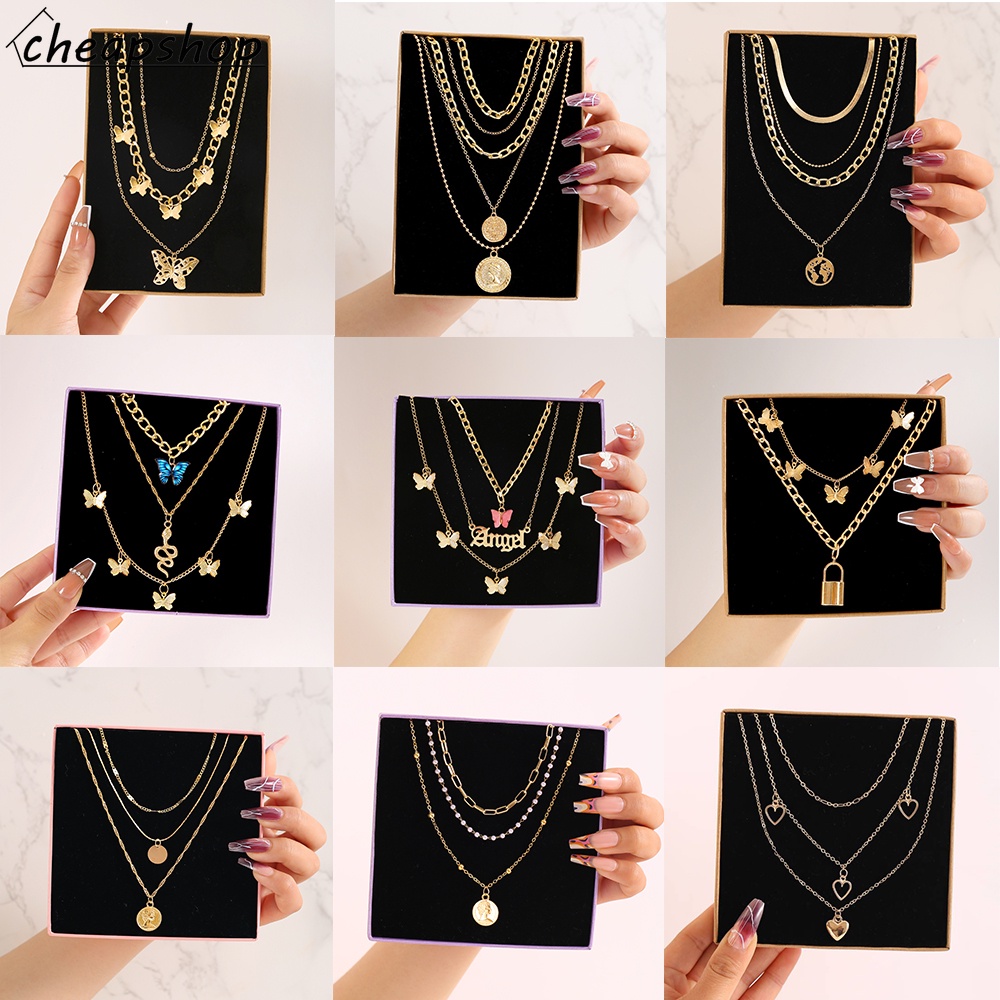 iF YOU Vòng cổ Mặt Hình Bướm Đính Ngọc Trai Thời Trang Cho Nữ