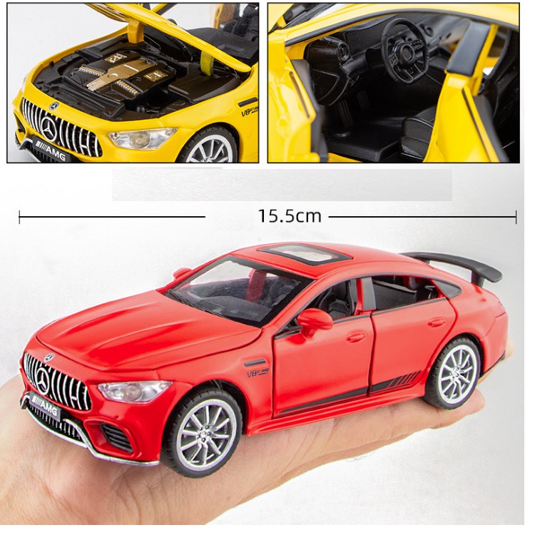 Xe mô hình ô tô Mercedes AMG GT63S tỉ lệ 1:32 bằng hợp kim mở full cửa xe có đèn và âm thanh động cơ