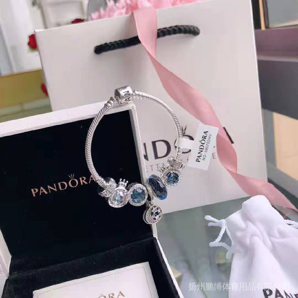 PANDORA Bộ Vòng Tay Đôi Mạ Bạc 925 Hình Vương Miện Thiết Kế Mới aas031 #66 as3412