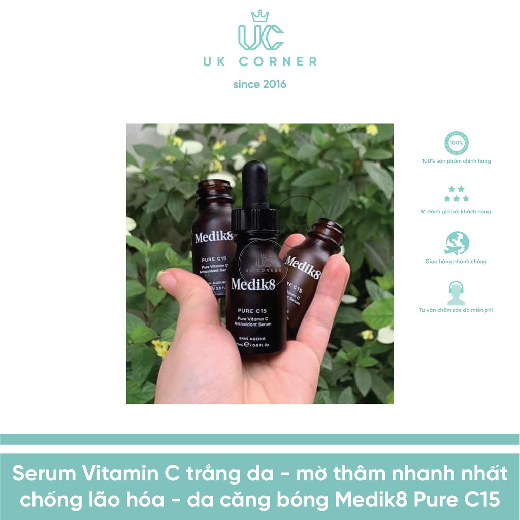 [Vỏ chai mới] Serum Vitamin C Đổi Đời - trắng da - mờ thâm nhanh nhất - chống lão hóa - da căng bóng - Medik8 Pure C15