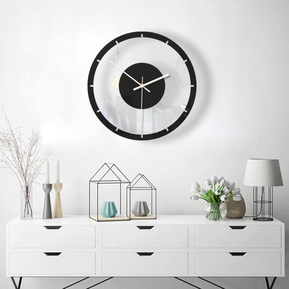 Đồng hồ trang trí treo tường mica phong cách hiện đại sang trọng [Tặng kèm Pin & Móc treo]