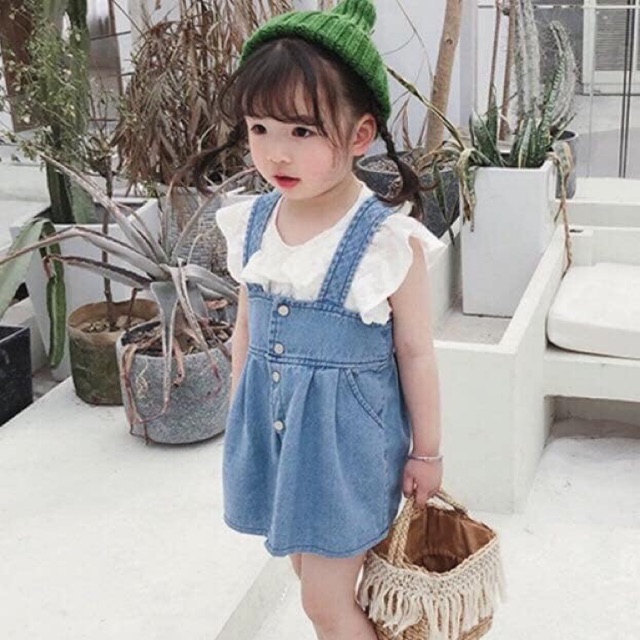 Sét áo bi quần bò giả váy