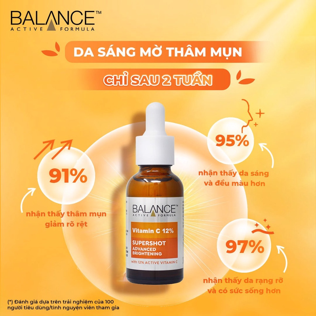 Tinh chất sáng da, mờ thâm Balance Active Formula 12% Vitamin C Supershot 30ML