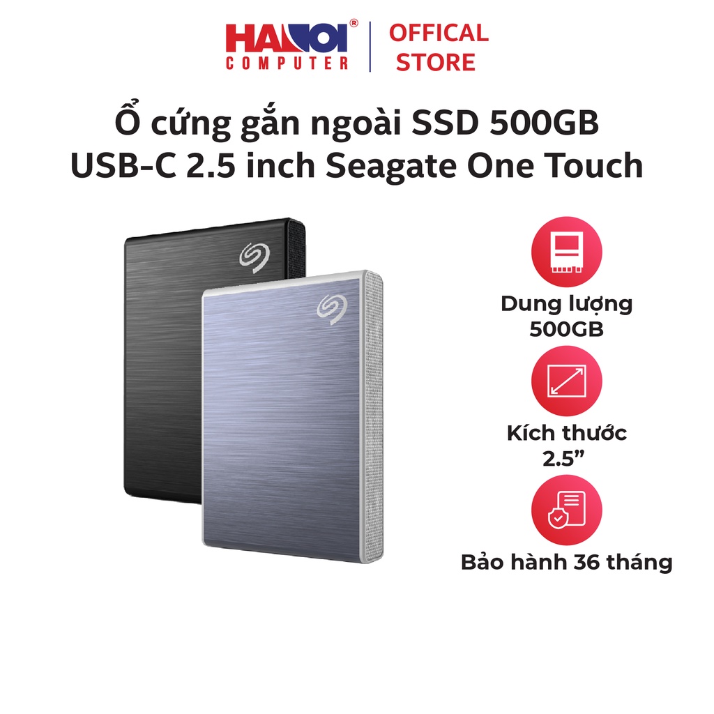 Ổ cứng gắn ngoài SSD 500GB USB-C + Rescue 2.5 inch Seagate One Touch Đen/ Xanh