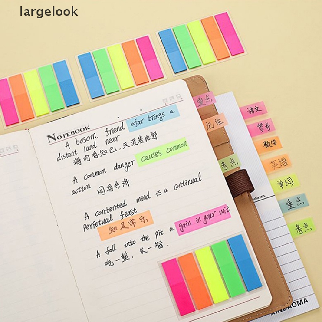 Bộ 100 Tờ Giấy Ghi Chú Tự Dính Màu Dạ Quang ♨Nóng Bỏng