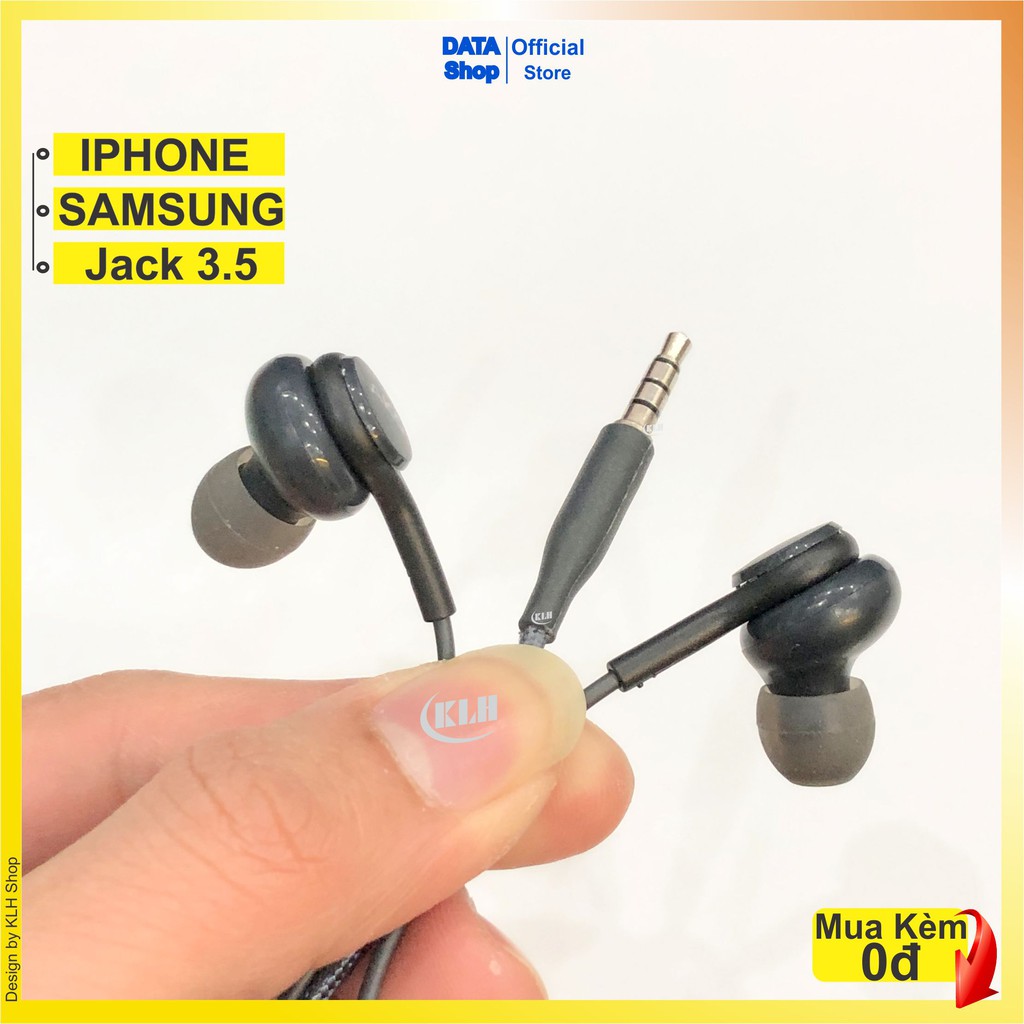 Tai nghe Super Bass chống ồn jack 3.5 mm - Tay nghe nhét tai bọc dù có mic nghe gọi chân tròn dùng cho samsung akg iphon