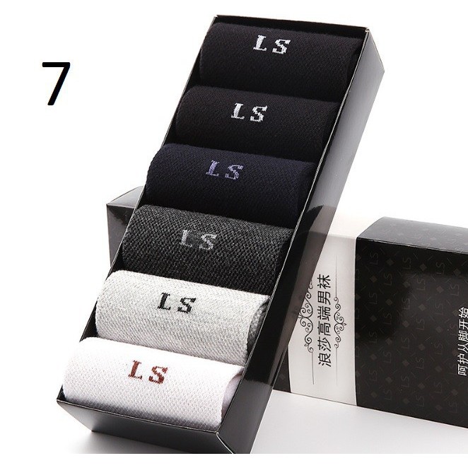 FA097 Hộp 6 đôi tất nam (vớ) cotton kháng khuẩn mềm mại cao cấp Đài Loan hàng nhập