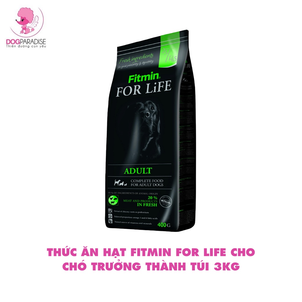 Thức ăn hạt Fitmin For Life cho chó trưởng thành bổ sung dinh dưỡng túi 3kg - Dog Paradise