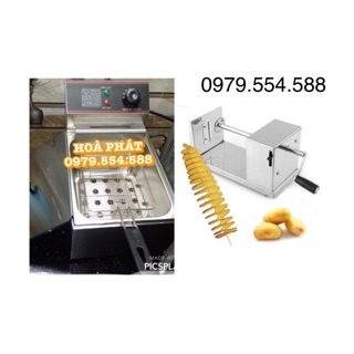 Bếp chiên nhúng điện + máy cắt khoai tây lốc xoáy